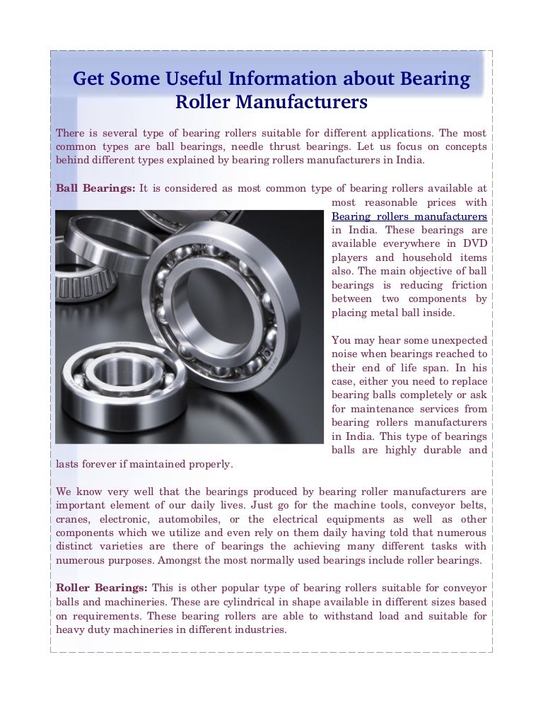 Types Of Bearings Pdf